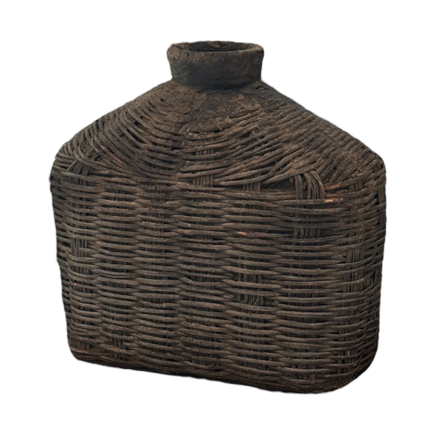 Antique Chinese Woven Willow Oil Container - Curated Home Decor