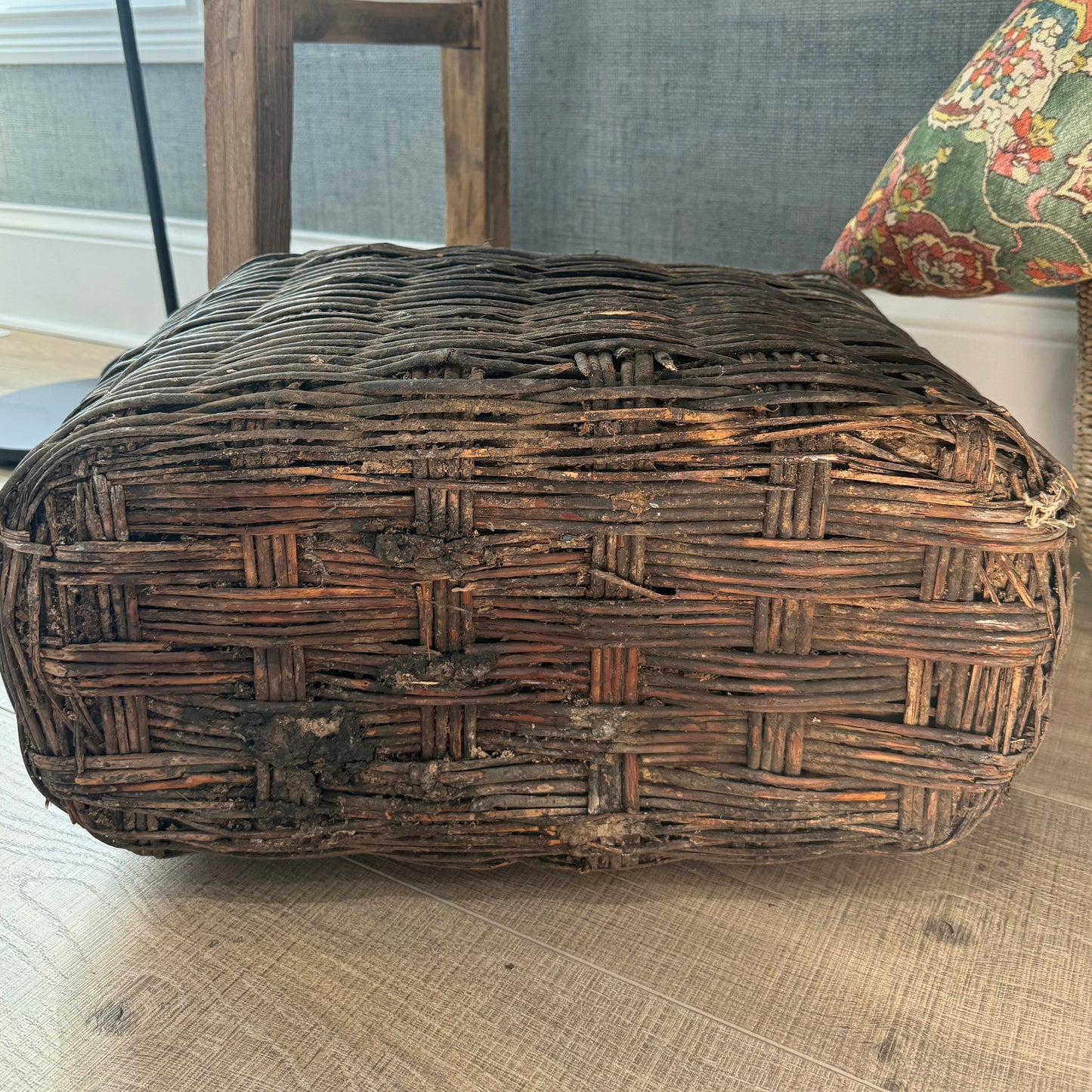 Antique Chinese Woven Willow Oil Container - Curated Home Decor