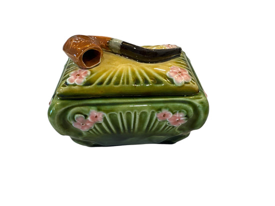 Antique Majolica Floral Humidor - Curated Home Decor