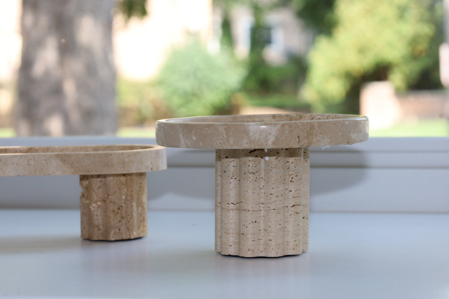 Travertine Column Pedestal Tray - Curated Home Decor
