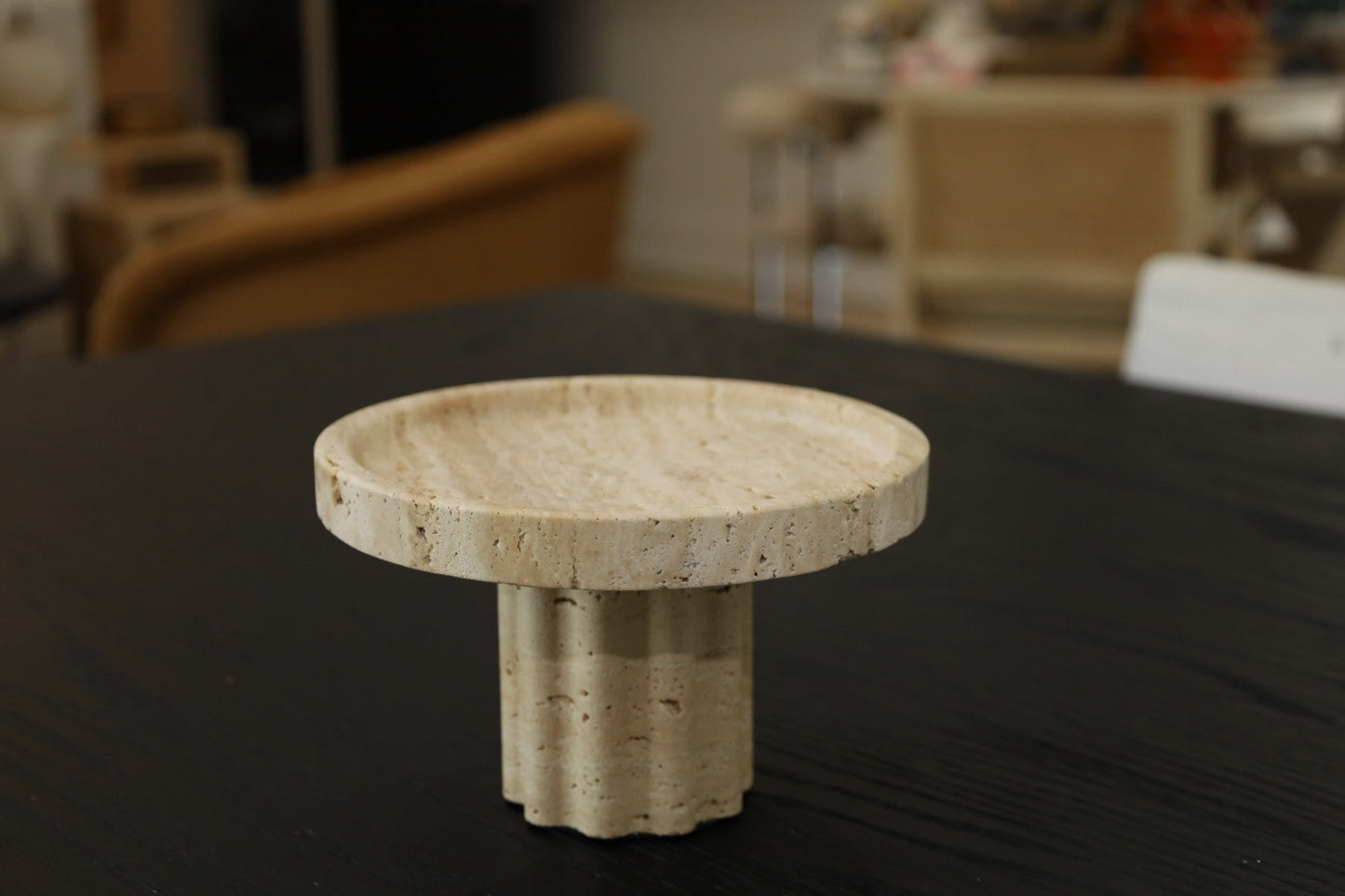 Travertine Column Pedestal Tray - Curated Home Decor