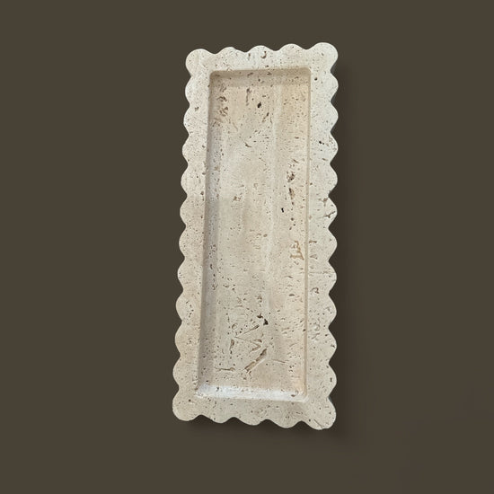 Travertine Tray Scalloped Edge - Curated Home Decor