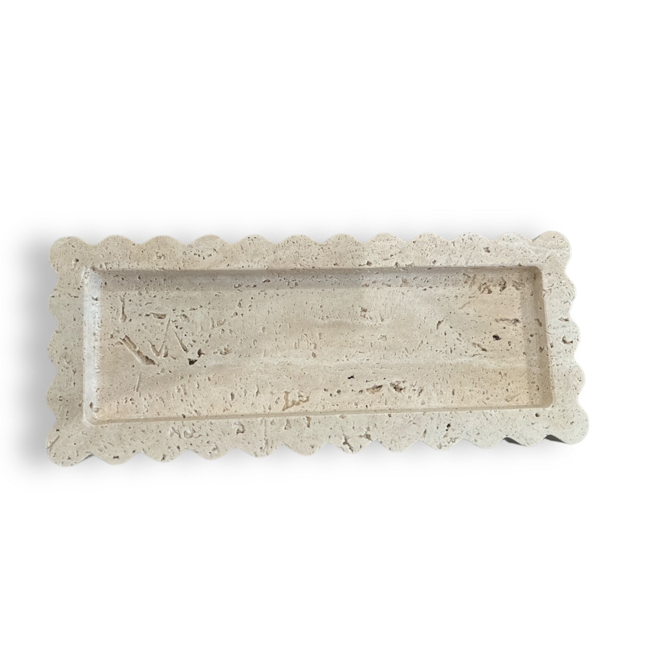 Travertine Tray Scalloped Edge - Curated Home Decor