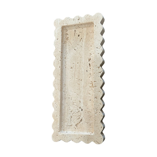 Travertine Tray Scalloped Edge - Curated Home Decor