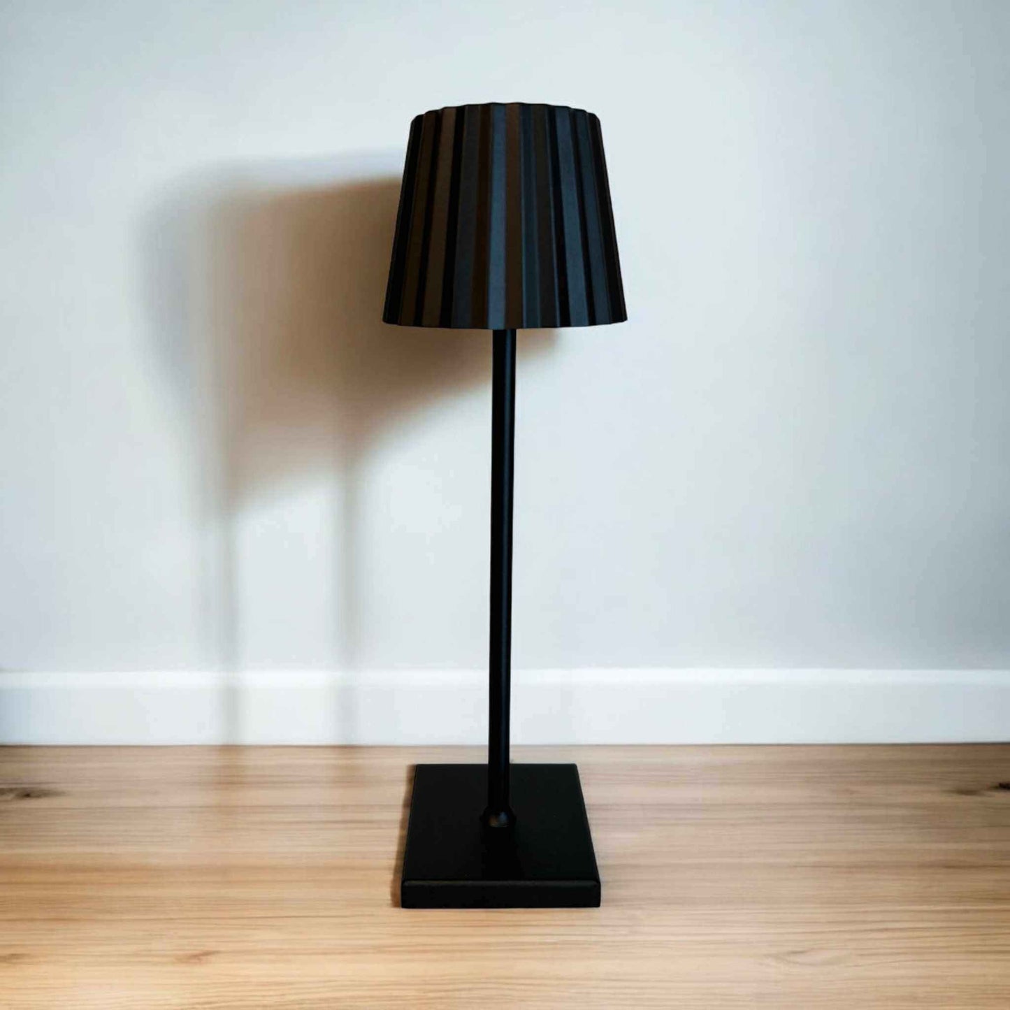 Black Metal Touch LED Rechargeable Pleated Table Lamp - Curated Home Decor