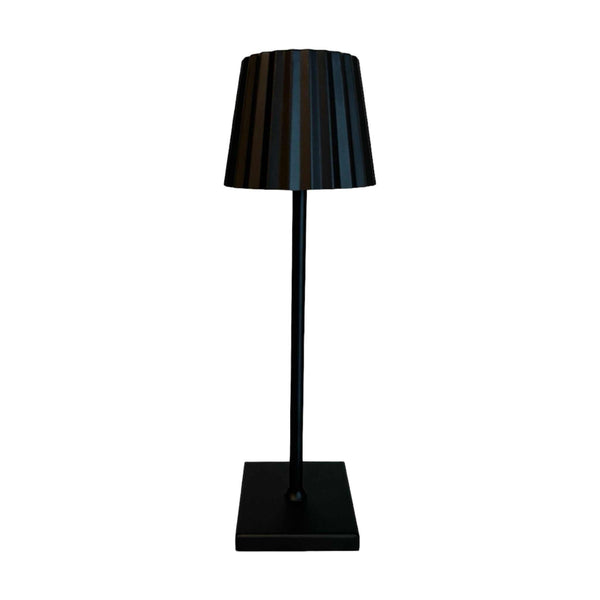 Black Metal Touch LED Rechargeable Pleated Table Lamp - Curated Home Decor