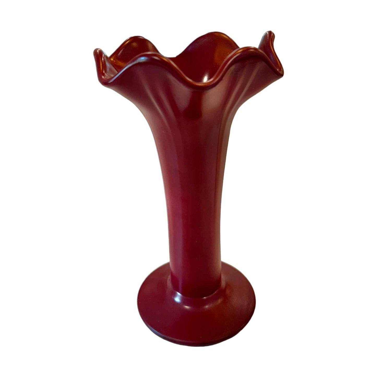 
                  
                    Vintage Maroon Ruffle Vase signed - Curated Home Decor
                  
                