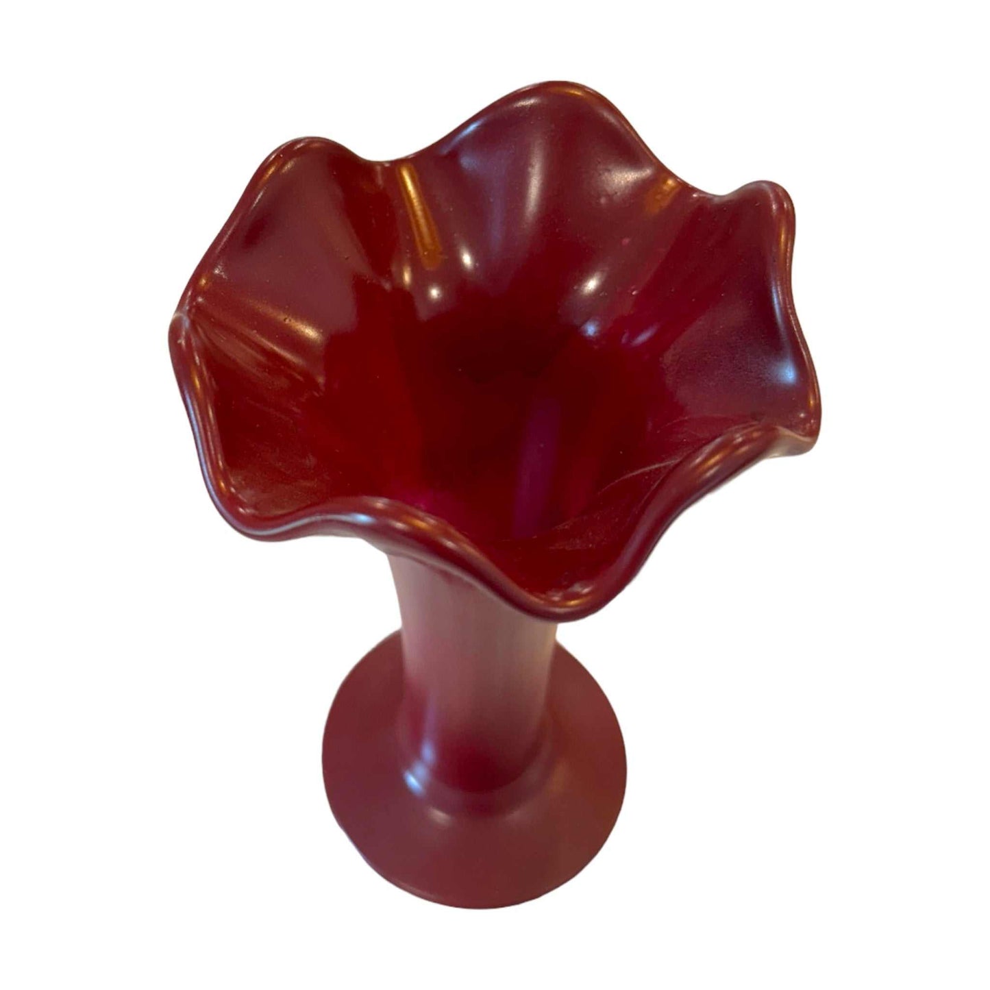 
                  
                    Vintage Maroon Ruffle Vase signed - Curated Home Decor
                  
                