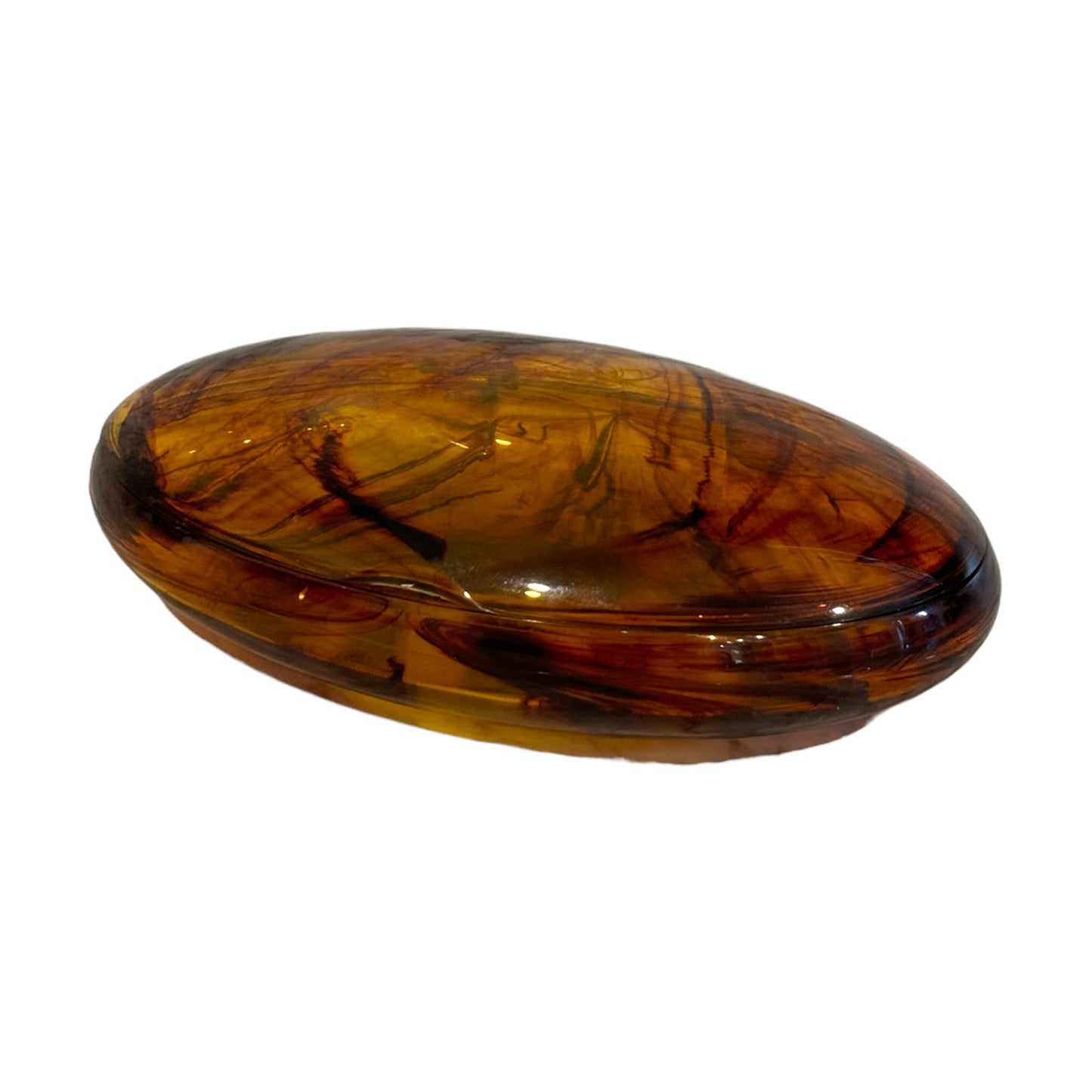 Vintage Light Tortoiseshell Oval Box - Curated Home Decor