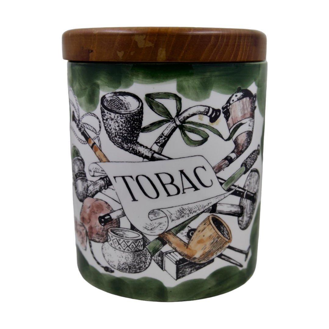 Vintage Majolica “Tobac” Container - Curated Home Decor