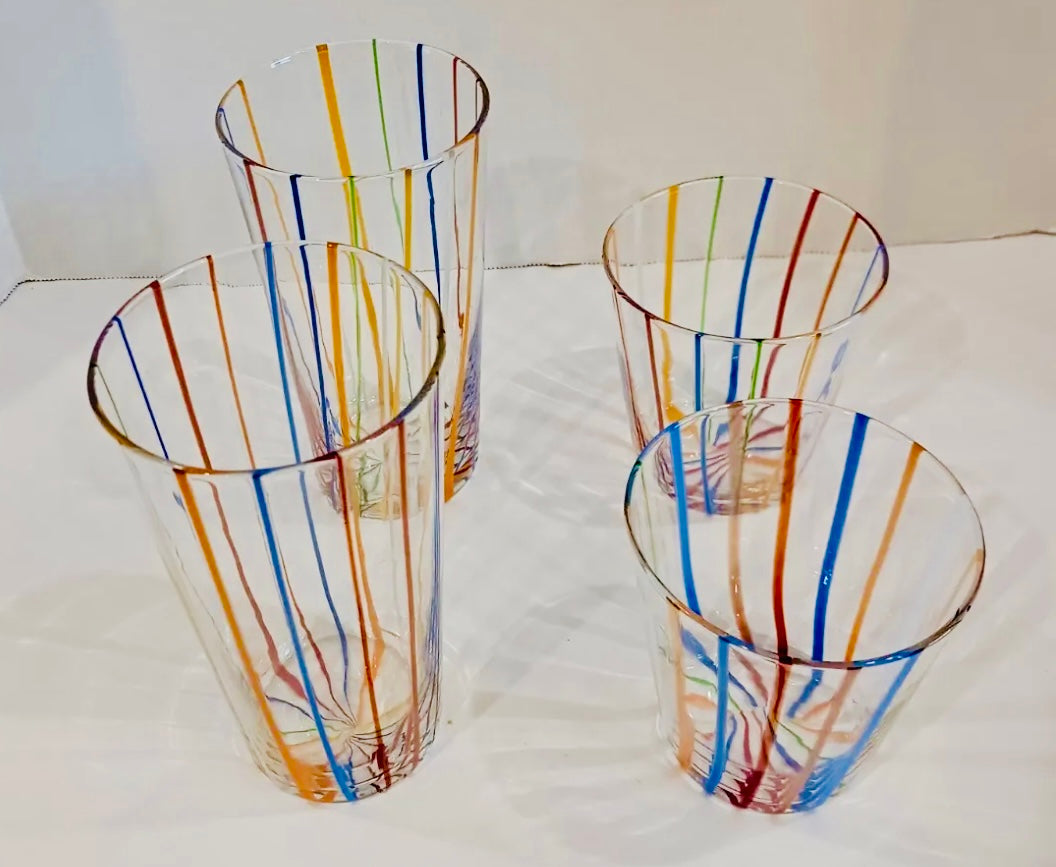 Vintage Murano Style Italian Glass Set/4 - Curated Home Decor