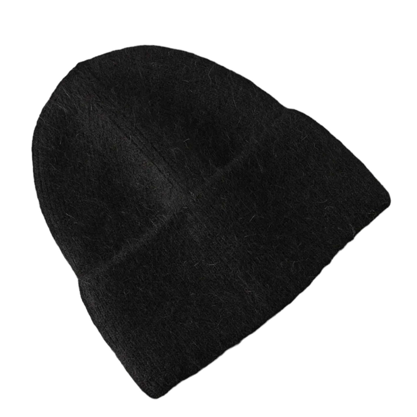 Black Angora Winter Hat soft and cozy for cold weather warmth