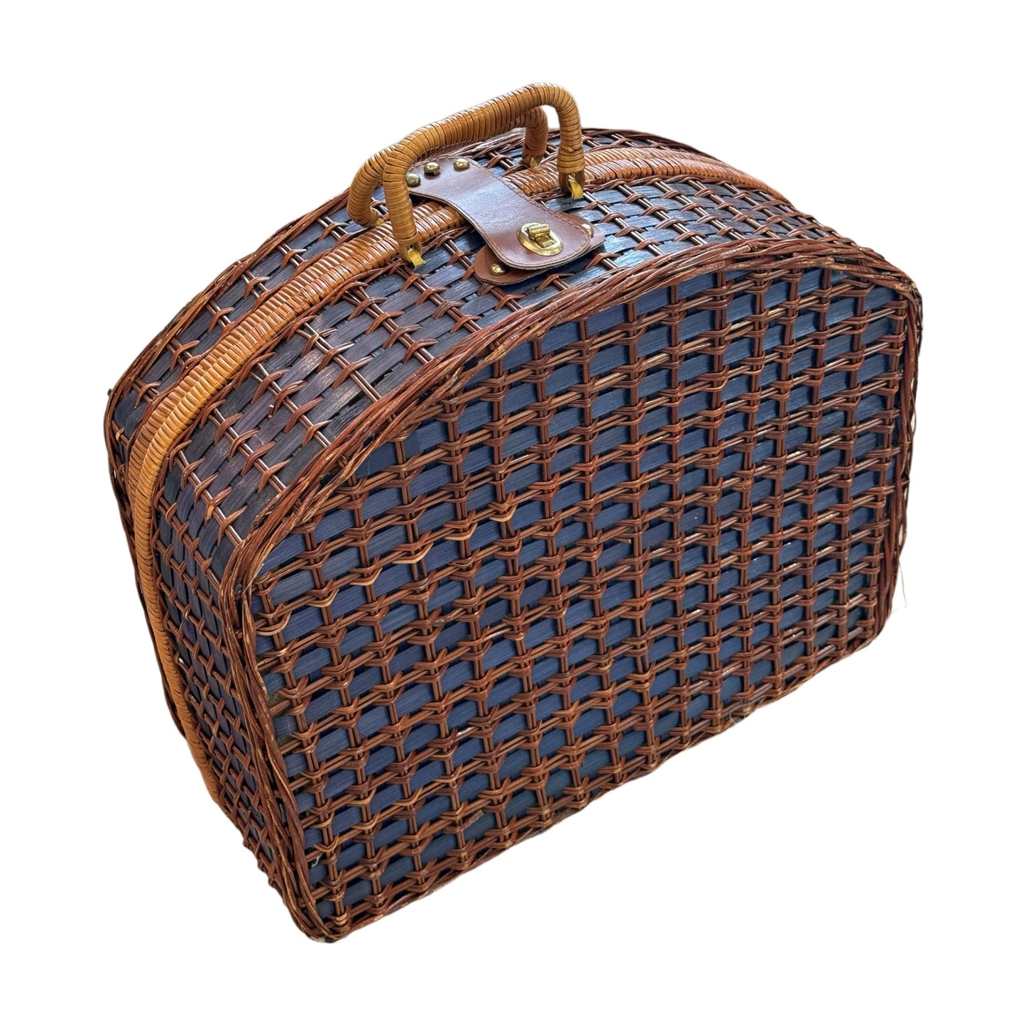 Vintage Navy Picnic Basket - Curated Home Decor