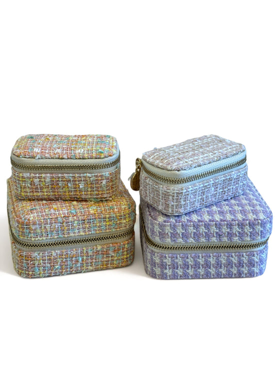 TWEED MINI JEWELRY TRAVEL CASE - Curated Home Decor