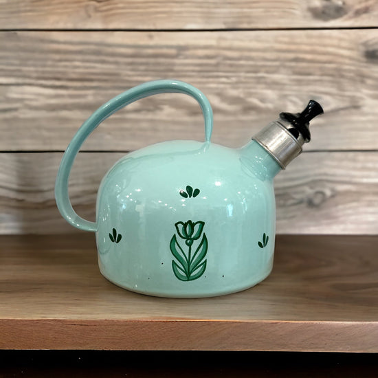 Antique Dutch Tea Kettle Blue Floral - Curated Home Decor