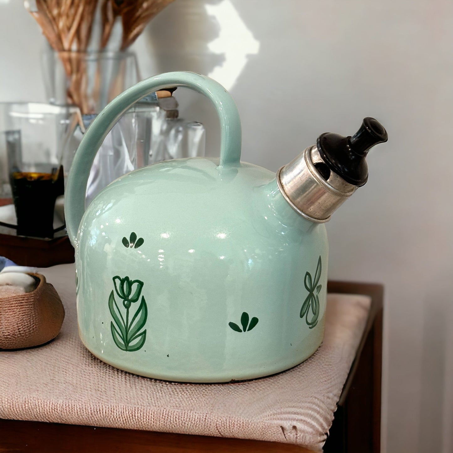 Antique Dutch Tea Kettle Blue Floral - Curated Home Decor