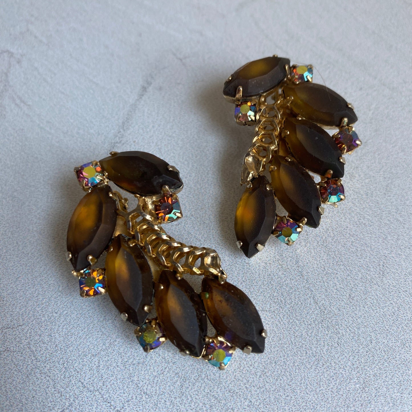 Vintage 1970s Rhinestone Earrings - Curated Home Decor