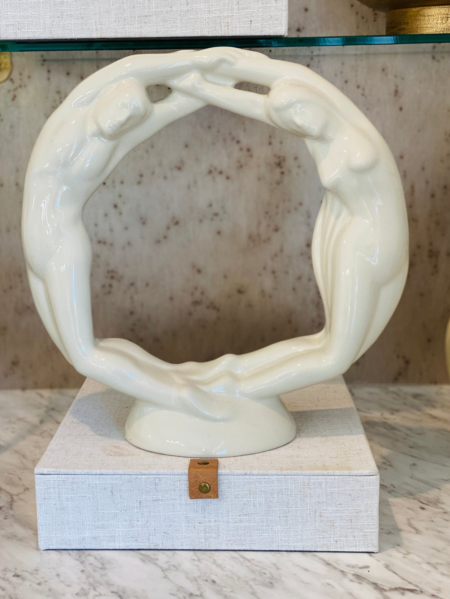 Royal Haeger Nude Man Woman Sculpture Circle of Love Ceramic Statue - Curated Home Decor