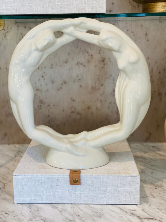 Royal Haeger Nude Man Woman Sculpture Circle of Love Ceramic Statue - Curated Home Decor