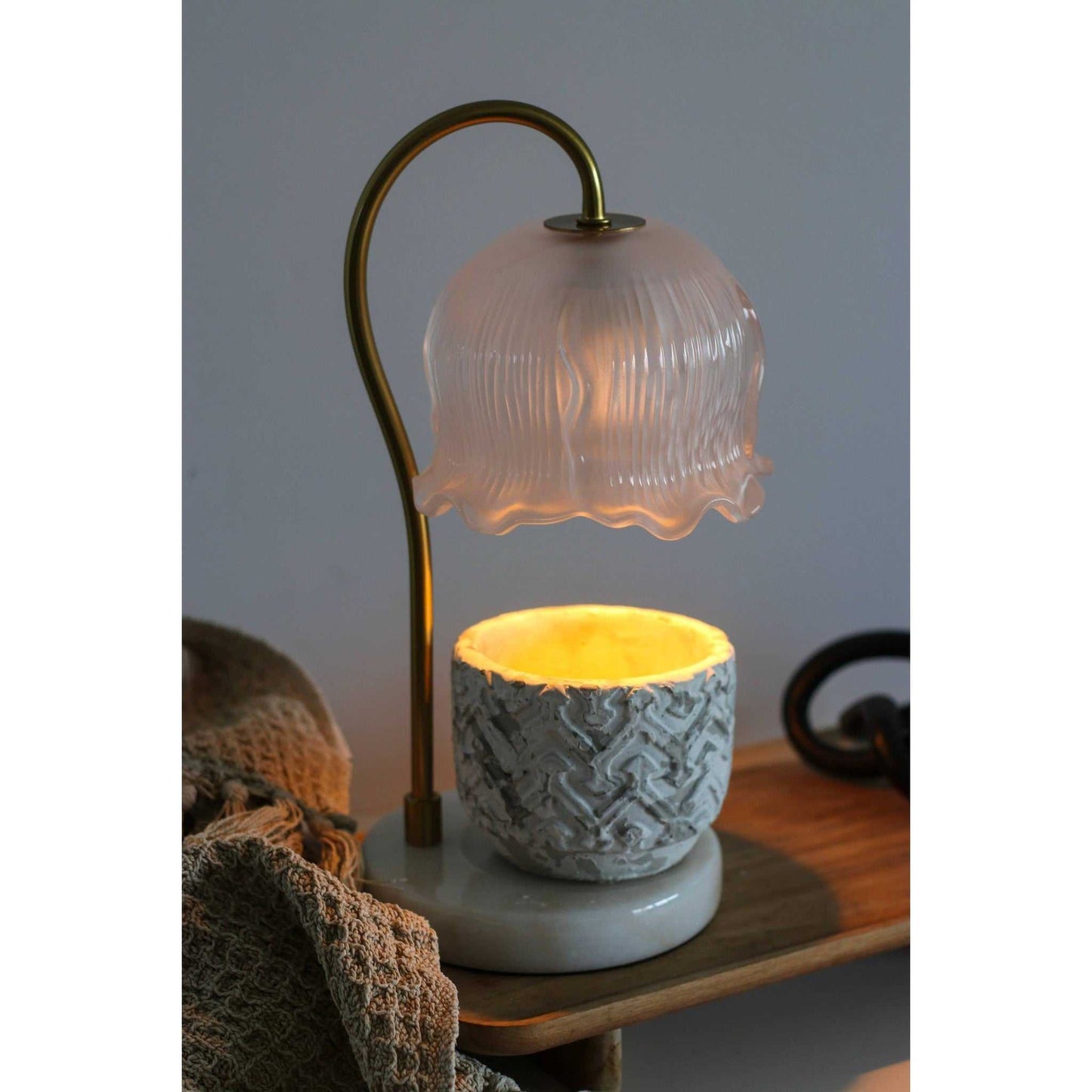 
                  
                    Vintage - Inspired Brass & Glass Candle Warming Lamp - Curated Home Decor
                  
                