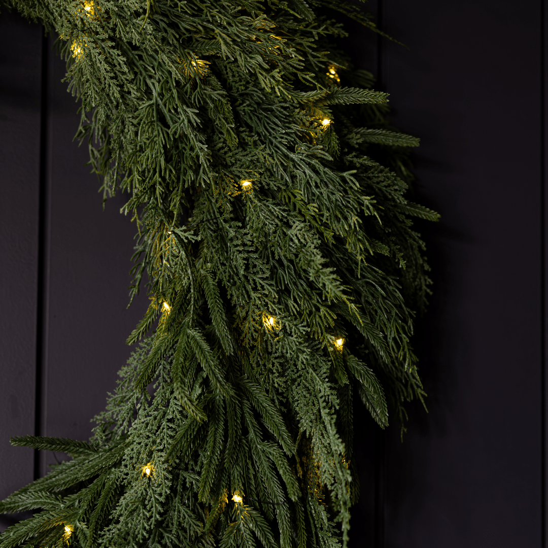 
                  
                    Norfolk & Cypress Real Touch Wreath, 24" LED Pre-Lit (Pre-Order: Ships Late September) - Curated Home Decor
                  
                