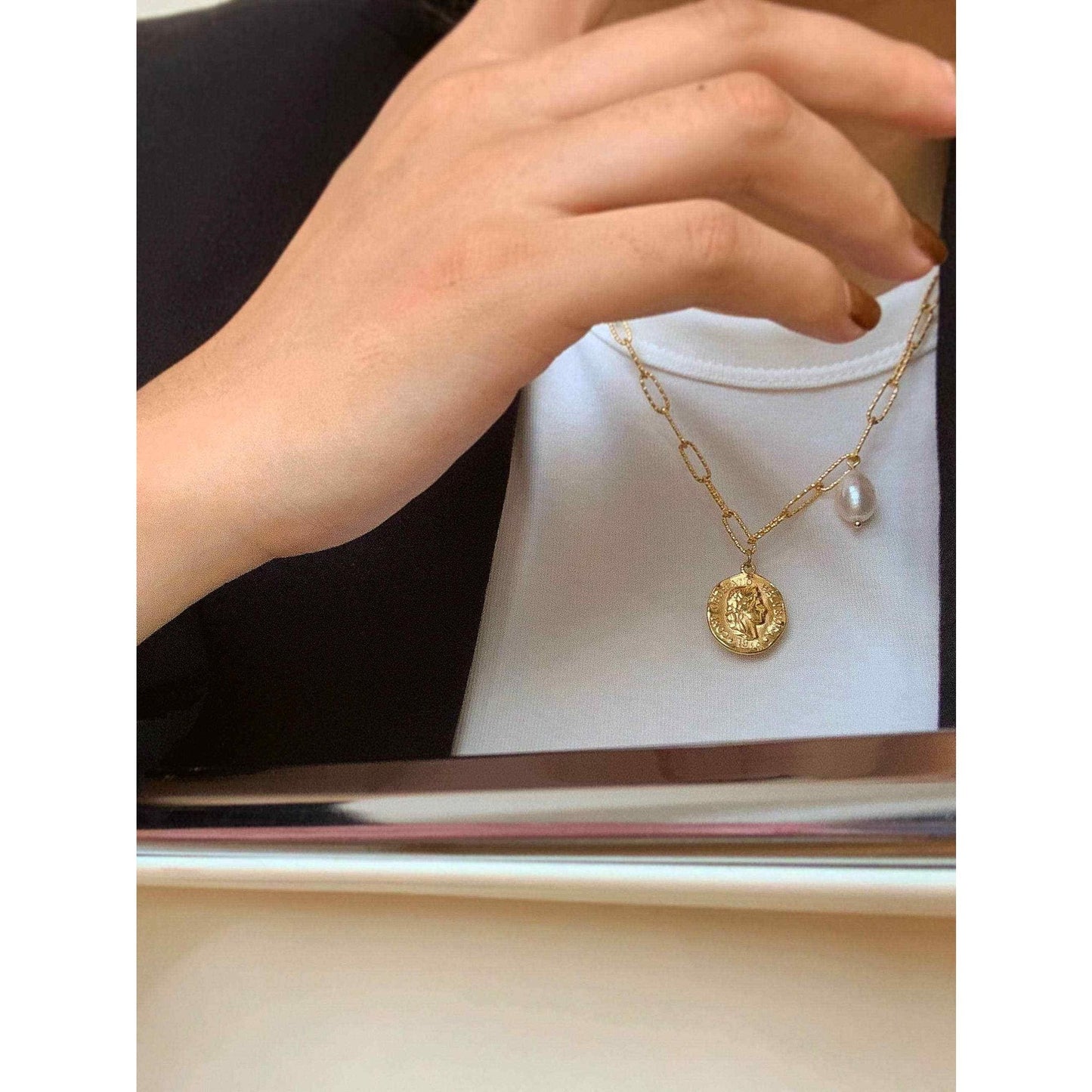 
                  
                    Isaline Gold 18K Gold Non - Tarnish Coin Chain Necklace - Curated Home Decor
                  
                