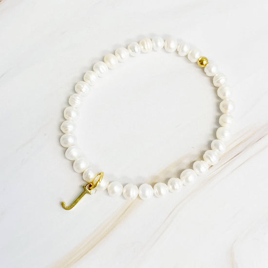 Freshwater Pearl Initial Charm Bracelet - Curated Home Decor