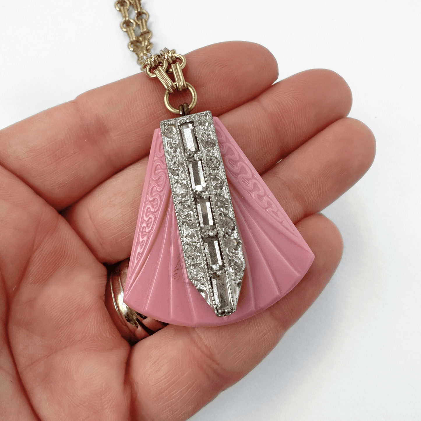 
                  
                    Refashioned Vintage Czech Glass and Rhinestone Pendant Necklace - Curated Home Decor
                  
                