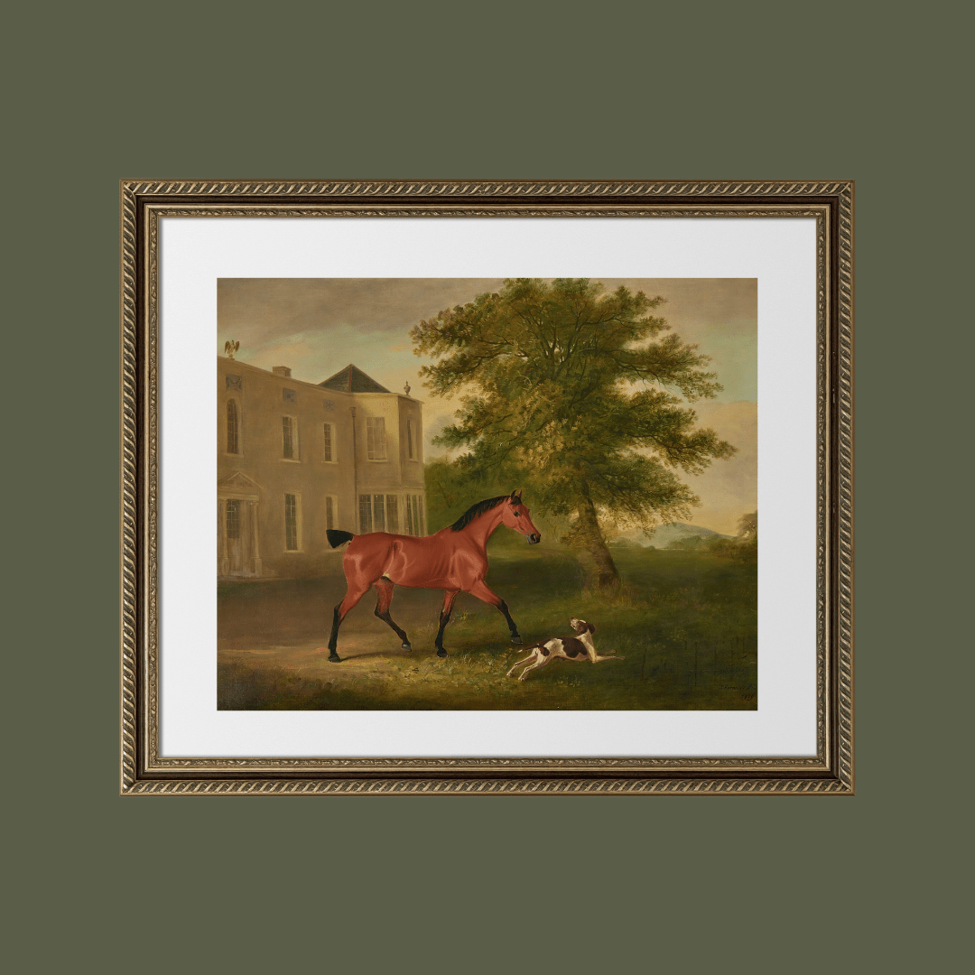 
                  
                    A Chestnut Horse and a Hound Antique Art Print - Curated Home Decor
                  
                