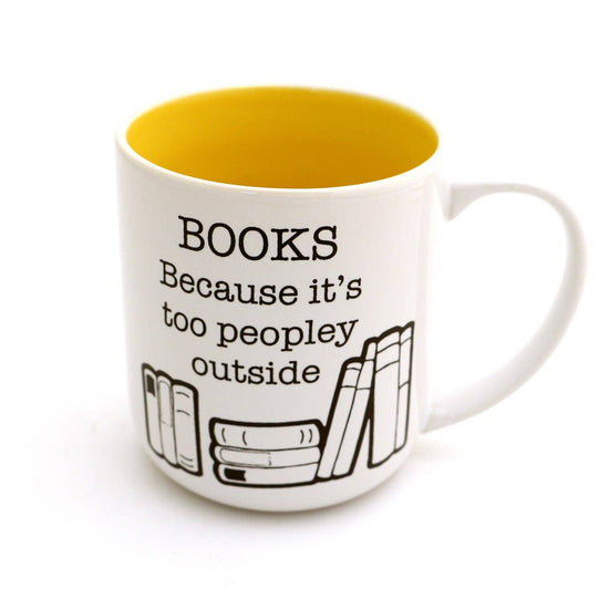 Lenny Mud - Books Because It's Too Peopley Outside Mug - Curated Home Decor