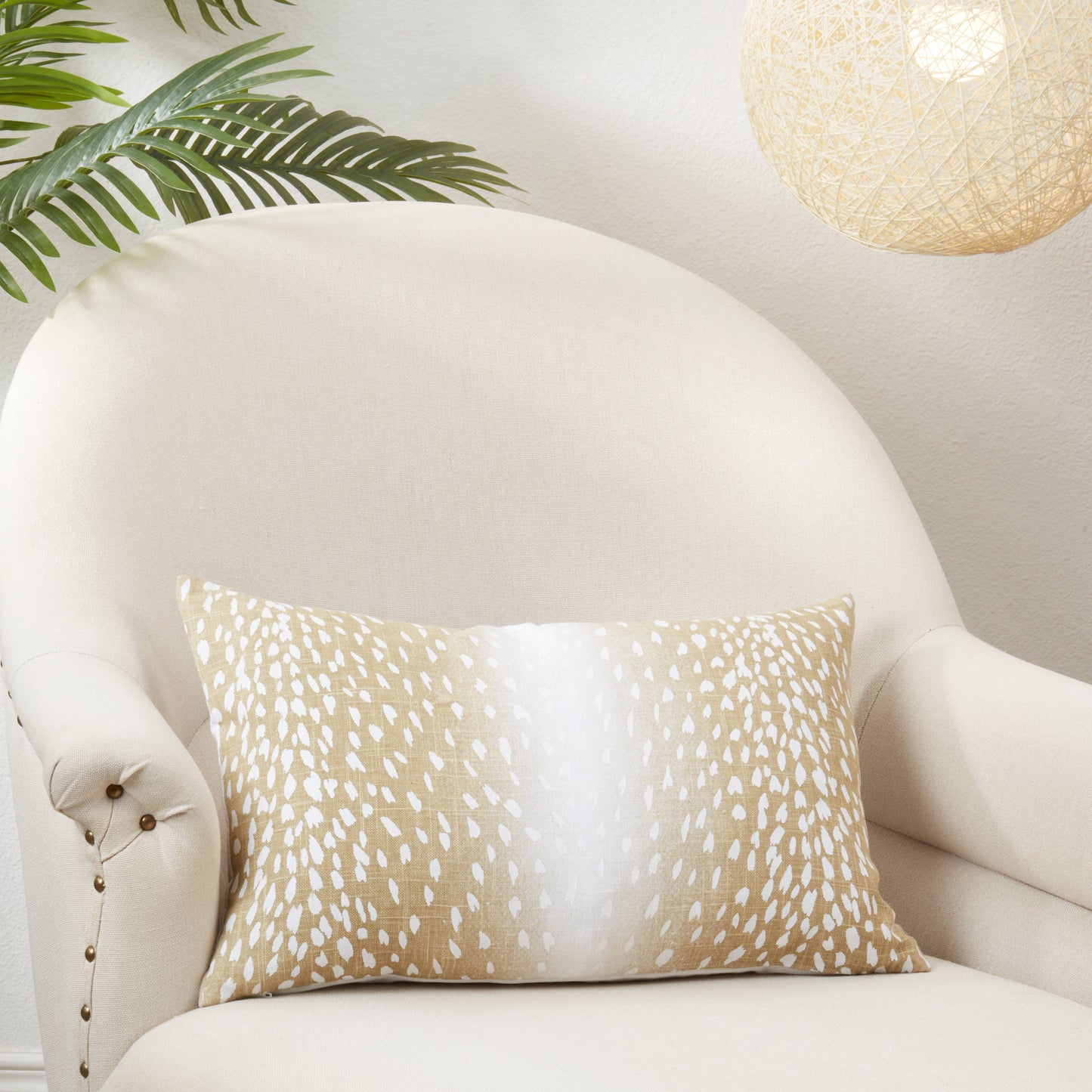 Earthy Antelope Print Throw Pillow: Natural - Curated Home Decor