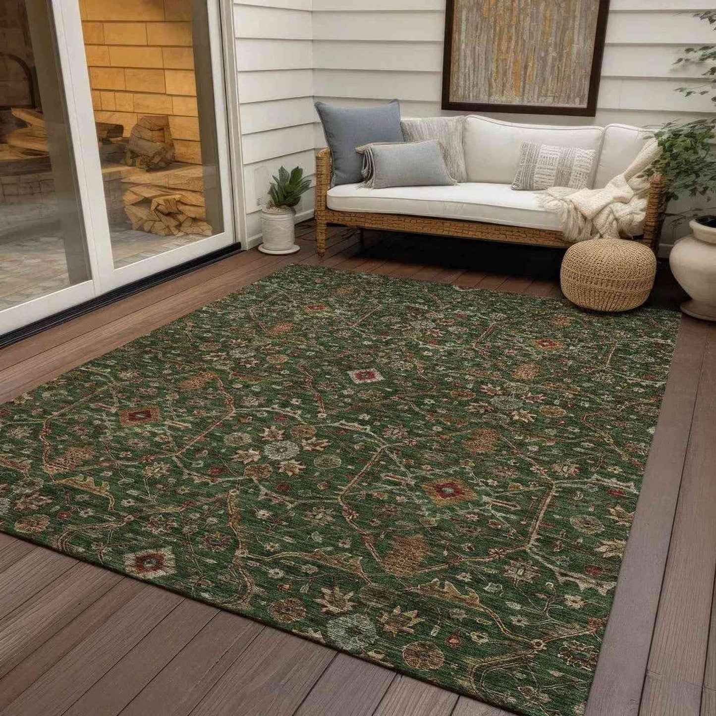
                  
                    Emerald Medallion Washable Indoor - Outdoor Rug - Curated Home Decor
                  
                