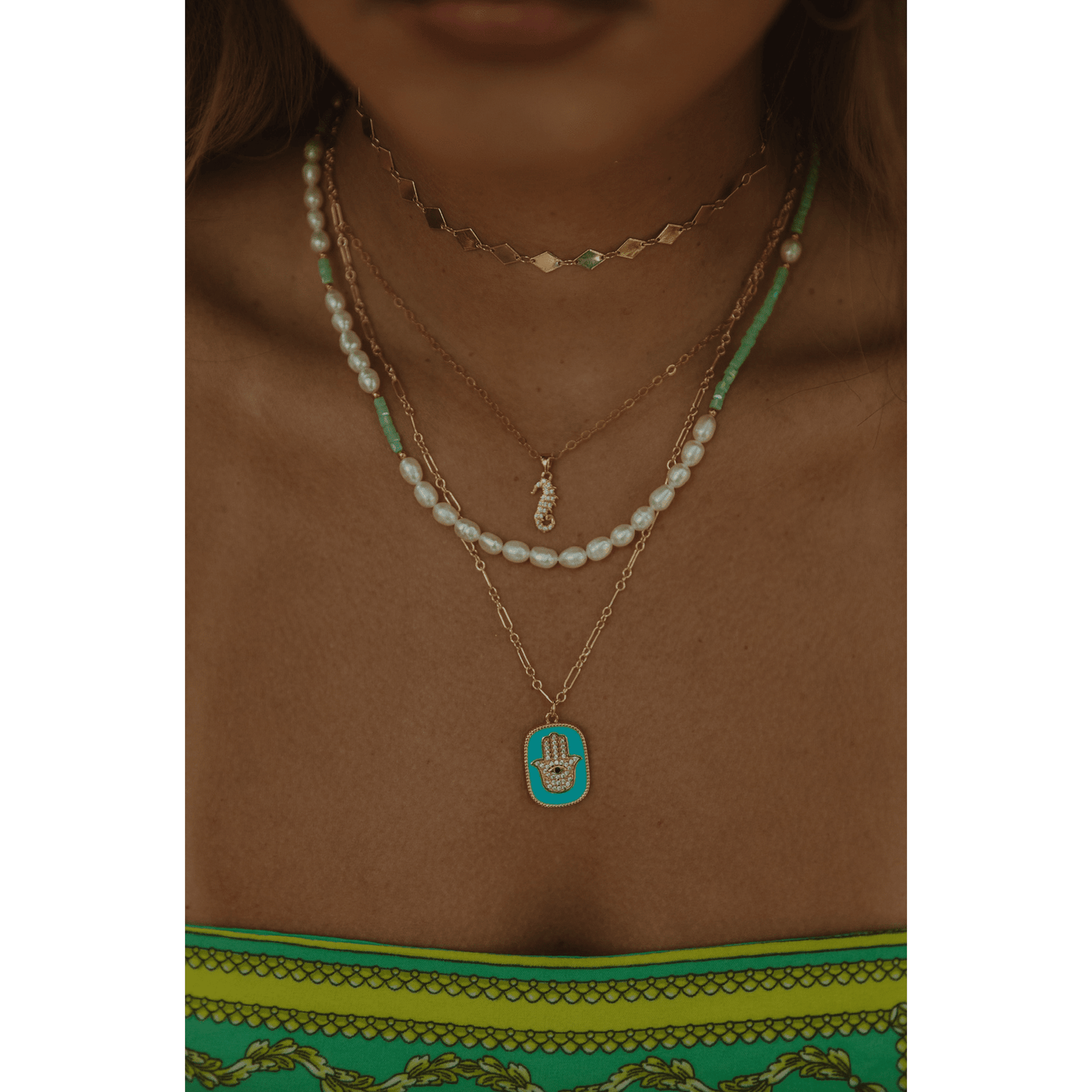 
                  
                    The Hamsa Evil Eye Tag Necklace - Curated Home Decor
                  
                