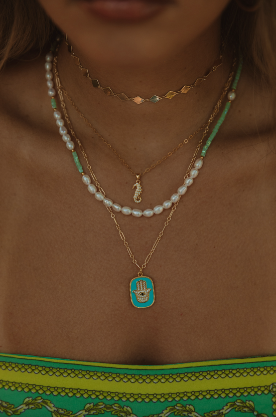 The Hamsa Evil Eye Tag Necklace