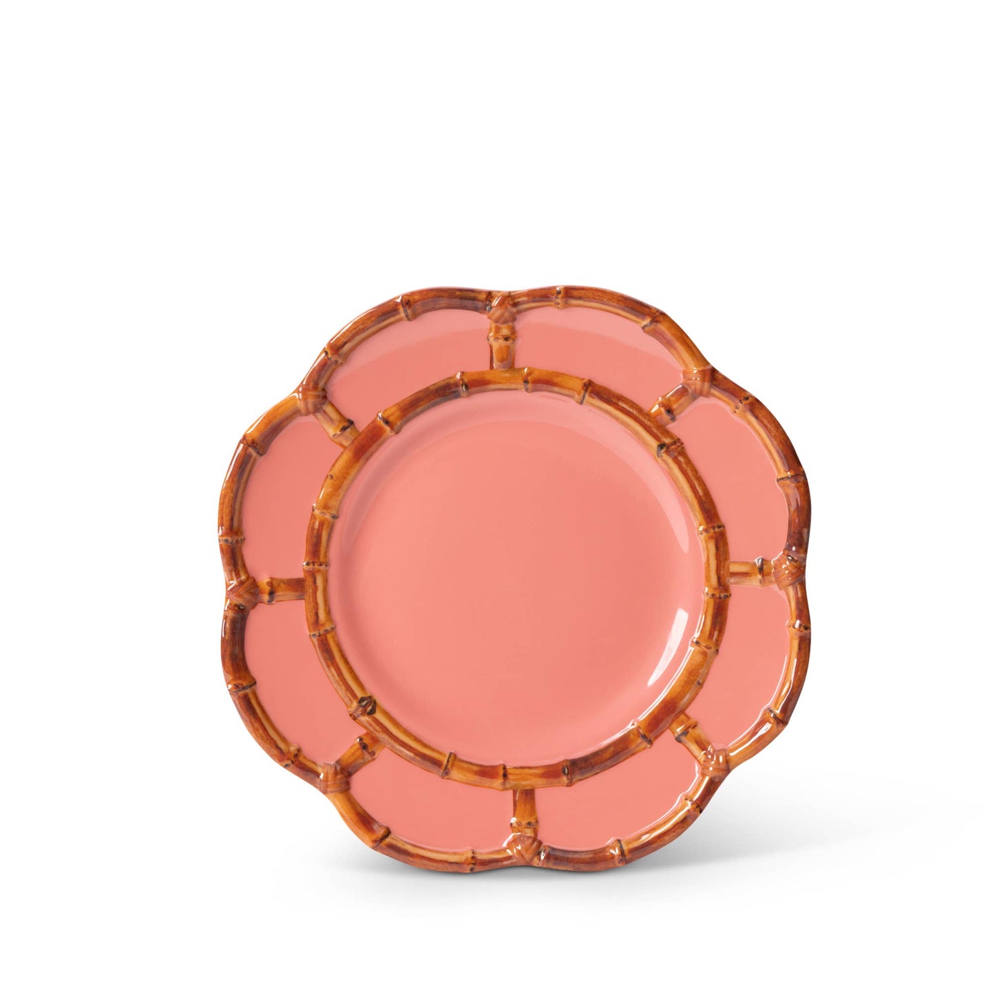 8.75" Melamine Bamboo Rim Salad Plate - Salmon Rose