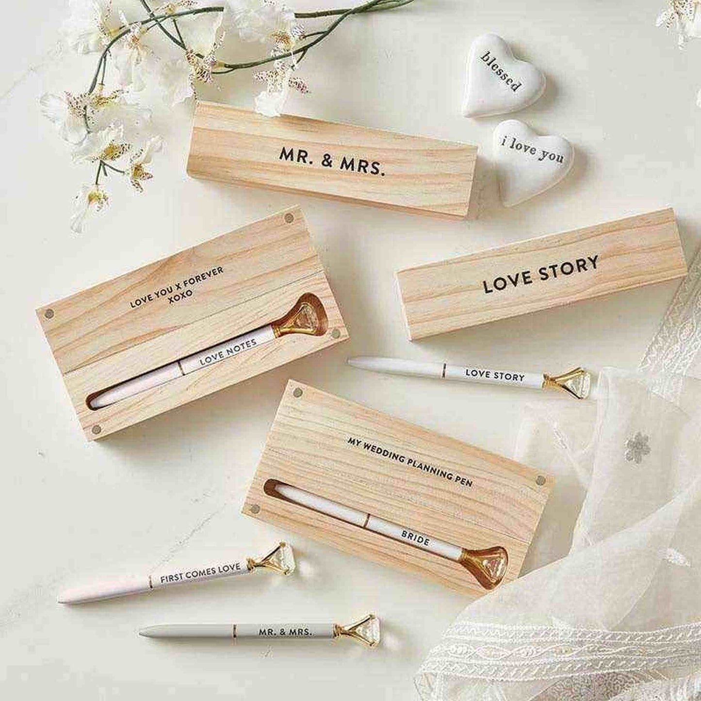 
                  
                    Wood Box with Gem Pen - Mr. & Mrs. - Curated Home Decor
                  
                