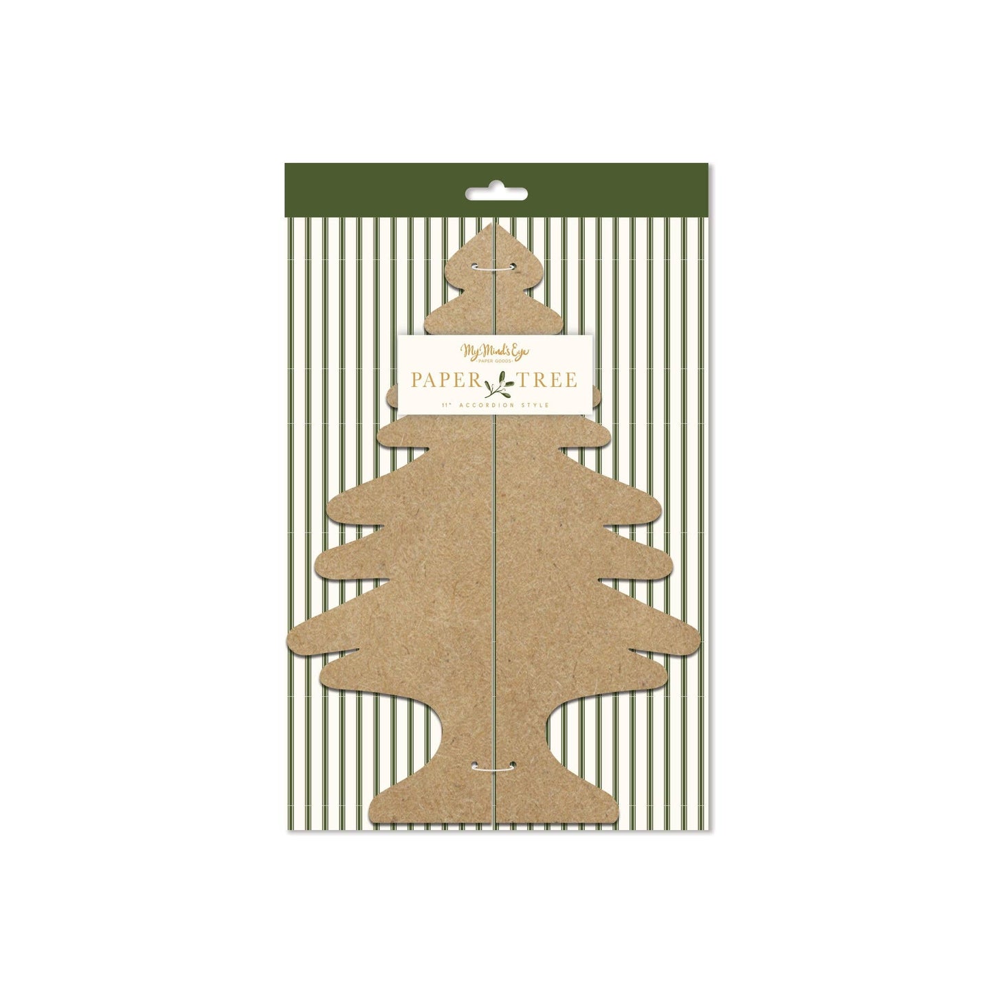 Christmas Memories medium 11-inch kraft paper Christmas tree decor with metal rings for tabletop display