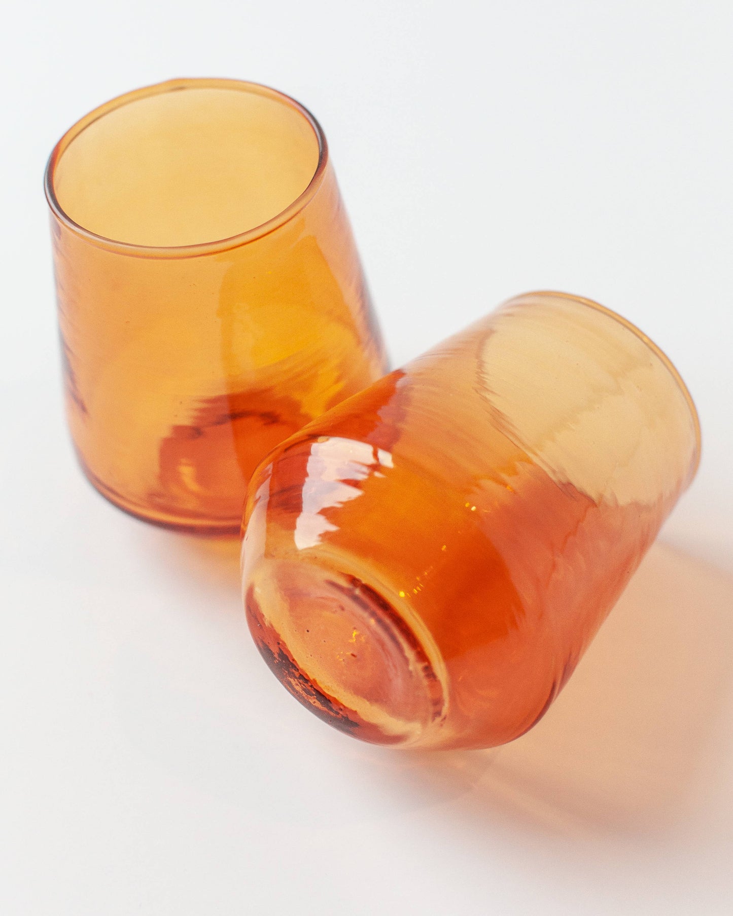 Creative Women - Handblown Hammered Glass Water Tumbler | Pair of 2: Amber - Curated Home Decor