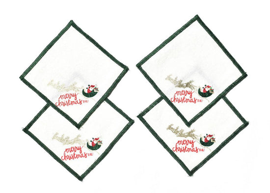 Flying Santa Cocktail Napkins, Set of 4