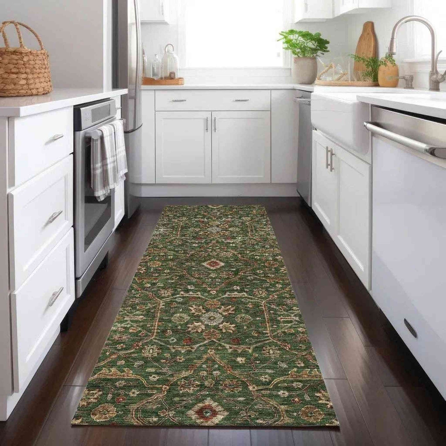 
                  
                    Emerald Medallion Washable Indoor - Outdoor Rug - Curated Home Decor
                  
                