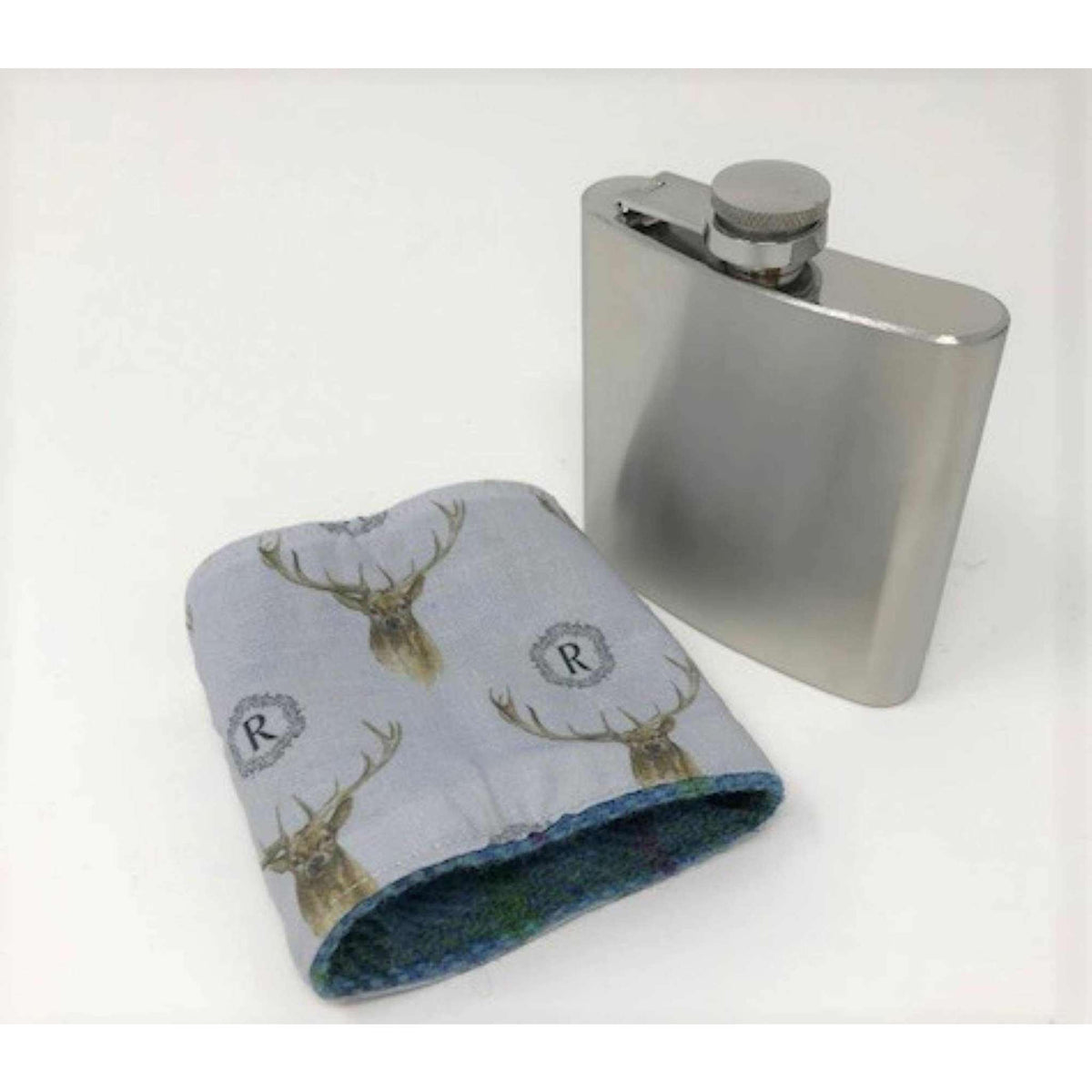 6oz Harris Tweed Hip Flask - Autumn Colours - Curated Home Decor