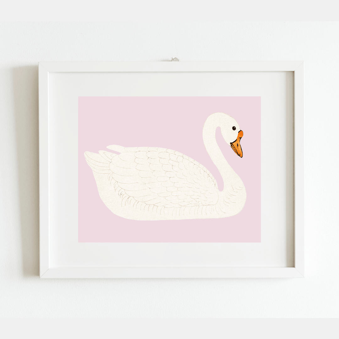 
                  
                    A Swan Antique Art Print (Pink) - Curated Home Decor
                  
                