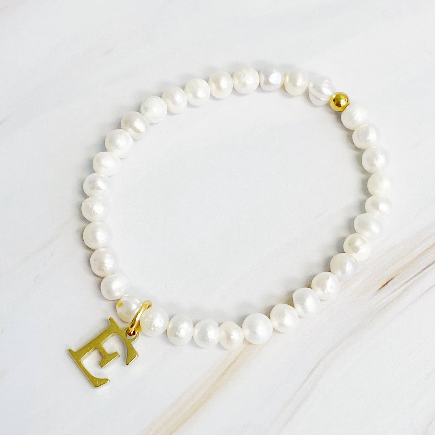 Freshwater Pearl Initial Charm Bracelet - Curated Home Decor