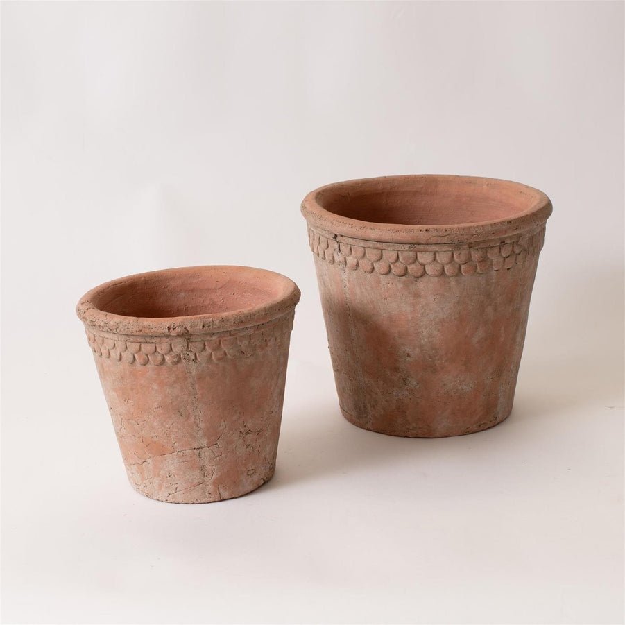 French Terracotta Planter with Scalloped Rim - Curated Home Decor