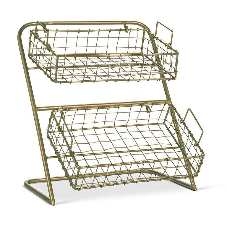 Metal storage stand with two trays, 14 inch