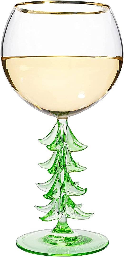 
                  
                    Christmas Tree Stemmed Wine Glass, Green, 12 oz - Curated Home Decor
                  
                