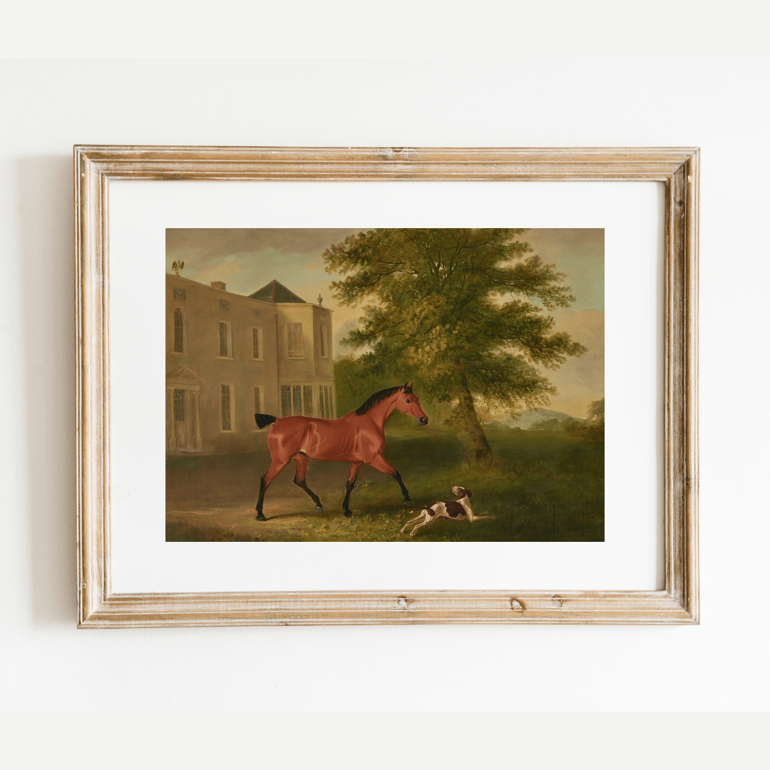 
                  
                    A Chestnut Horse and a Hound Antique Art Print - Curated Home Decor
                  
                