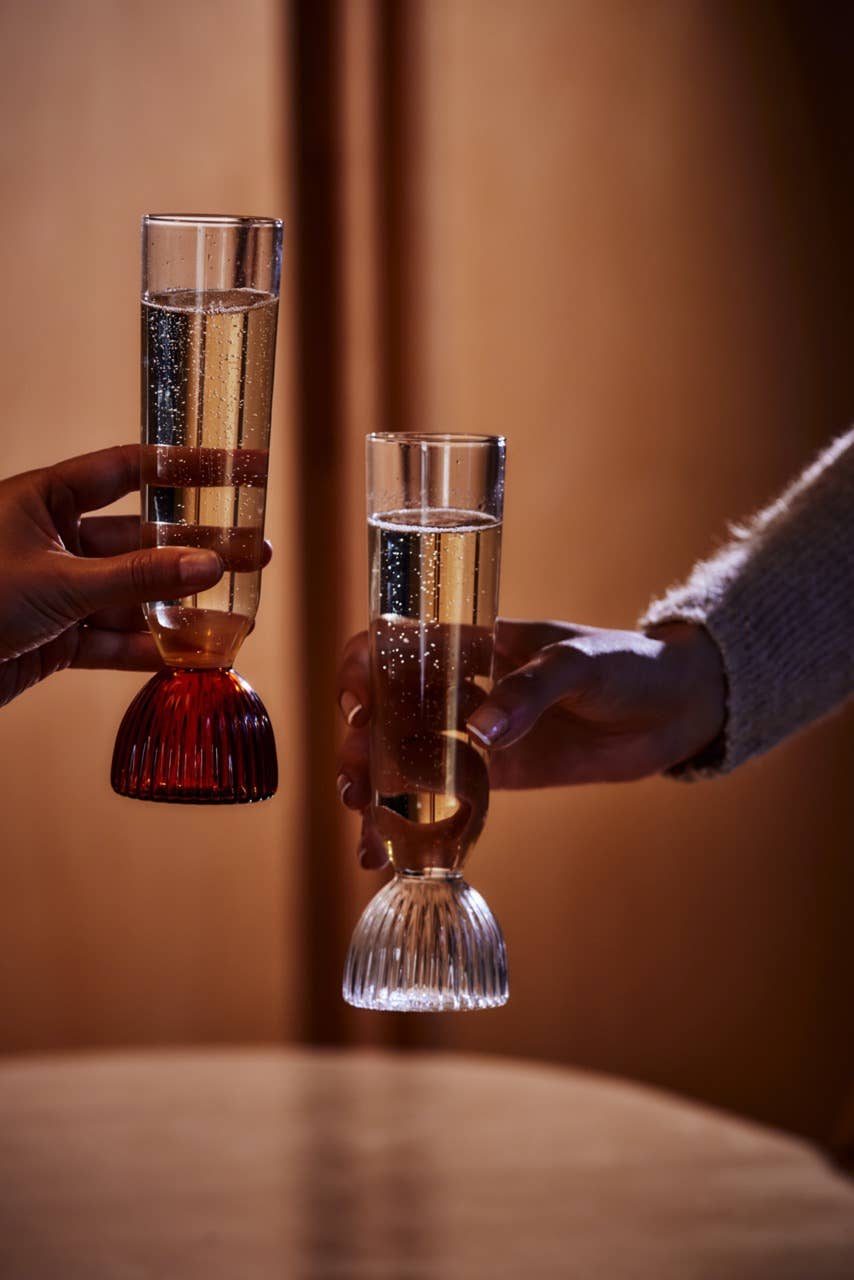 Amber Kairos Champagne Flute | Set of 2 - Curated Home Decor