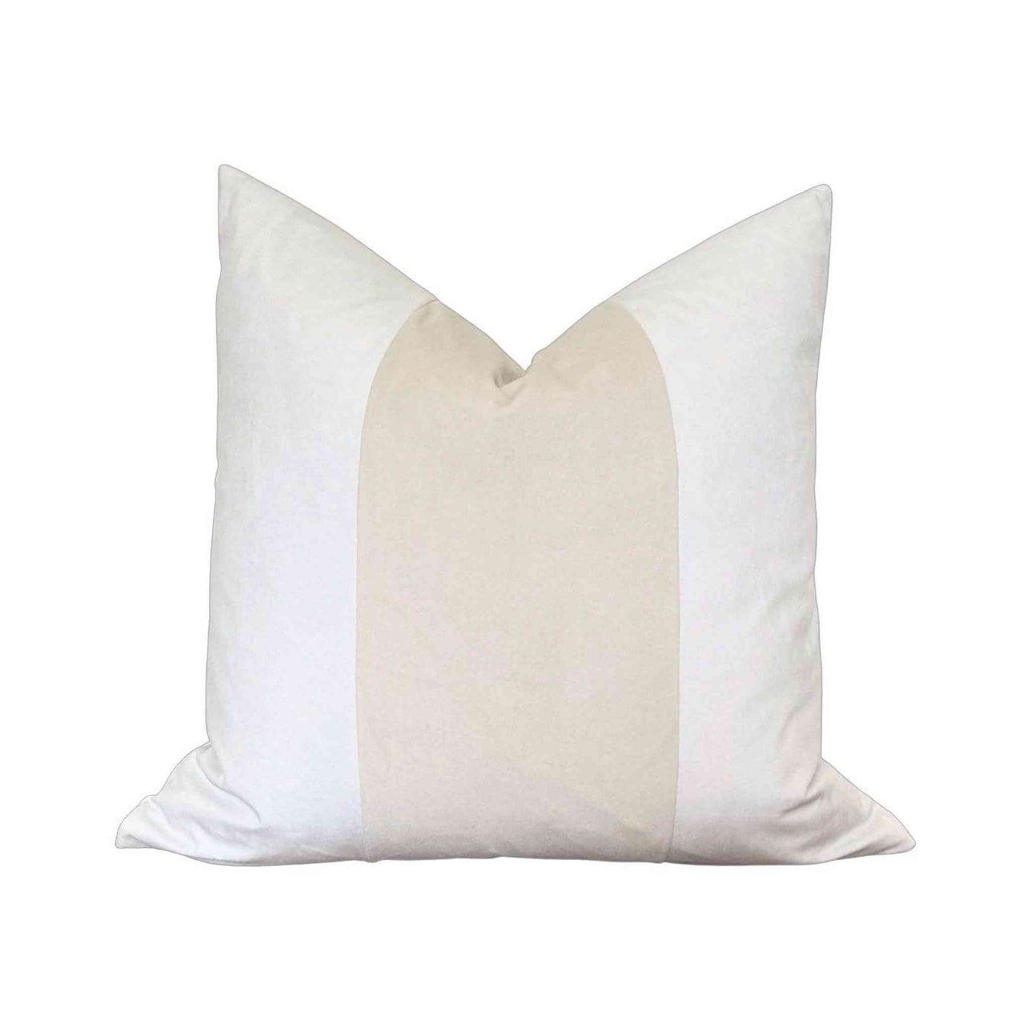 Mezzo Velvet Pillow Cover tan beige with white sides 12x20 inches velvet fabric decorative cushion cover