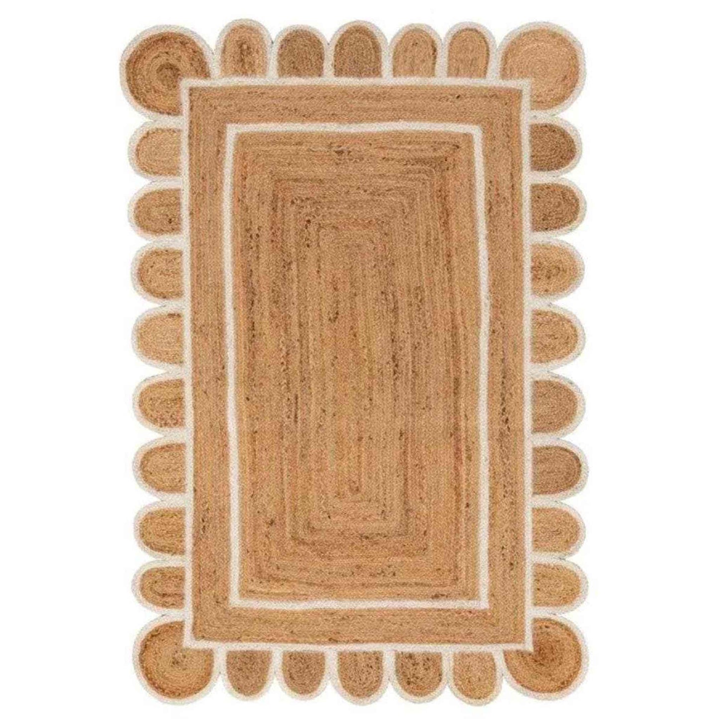 
                  
                    Handmade White Scalloped Jute Rug Custom Sizes Available - Curated Home Decor
                  
                